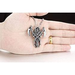 Grim Reaper Necklace for Men, Skull Necklace with19.6+1.96'' Chain, The Reapers Arms Pendant, Sickle Necklace, Stainless Steel Chain, Amulet Pendant, Punk Rock Necklace Jewelry Gift for Men Boys