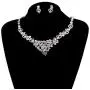 LOYALLOOK Silver-Tone Crystal Heart Bridal Bridesmaid Rhinestone Necklace Set Bracelet Dangle Earrings Wedding Prom Jewelry Sets