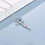 UCADRIT Faith Cross Pendant Necklaces Sterling Silver with Simulated Birthstone Cross Jewelry for Women