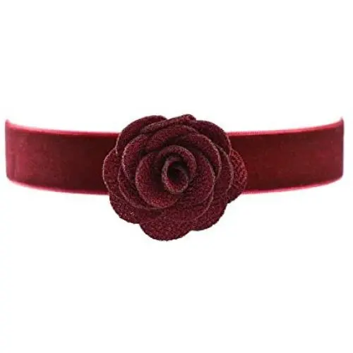 Paialco Wine Red Velvet Belt Gothic Choker Necklace 12-15 Inches Paialco Wine Red Velvet Belt Gothic Choker Necklace 12-15 Inches