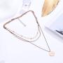 Daesar Stainless Steel Necklace for Women Circle Gold Tag Mecklace 3 Layers Clavicle Chain Necklace Rose Gold Birthday Gift