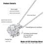 Sllaiss 925 Sterling Silver Rotatable Necklace for Women Girls Personalize Cubic Zirconia Pendant Necklace Flower CZ Necklace Chain 16” Jewelry Gift
