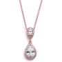 Mariell Rose Gold Pear-Shaped Cubic Zirconia Teardrop Bridal Necklace Pendant - Blush Wedding Jewelry