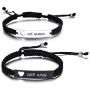 XUANPAI Personalized Handmade Braided Bracelet with Hollow Heart Symbol Adjustable Rope Woven Bangle for Couple