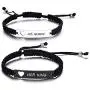 XUANPAI Personalized Handmade Braided Bracelet with Hollow Heart Symbol Adjustable Rope Woven Bangle for Couple XUANPAI Personalized Handmade Braided Bracelet with Hollow Heart Symbol Adjustable Rope Woven Bangle for Couple