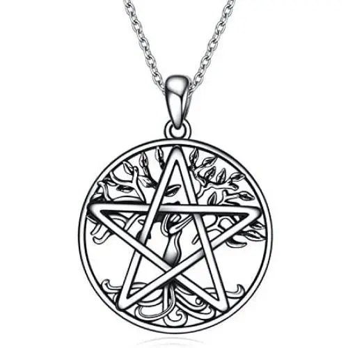 YFN Pentacle Pentagram Necklace Sterling Silver Tree of Life Pentacle Pentagram Pendant Necklace Pagan Witch Jewelry Gifts for Women YFN Pentacle Pentagram Necklace Sterling Silver Tree of Life Pentacle Pentagram Pendant Necklace Pagan Witch Jewelry Gifts for Women