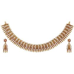 TARINIKA Anadhi Antique Gold-Plated Indian Jewelry Set with Necklace and Earrings