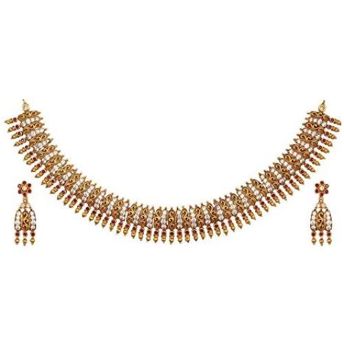 TARINIKA Anadhi Antique Gold-Plated Indian Jewelry Set with Necklace and Earrings