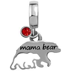 JMQJewelry Mama Bear Mom Mothers Day Love Child Kids Birthday Birthstone Jan-Dec Charms for Bracelets Women Jewelry