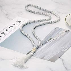 LIUANAN Yoga Meditation 108 Tibetan 8mm Natural Gemstone Prayer Buddha Beads Mala Wrap Bracelet Necklace