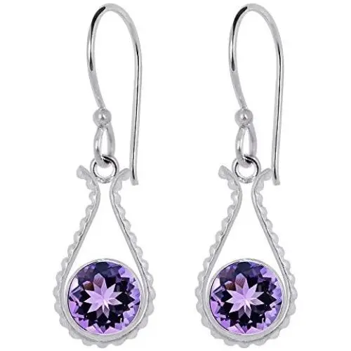 Orchid Jewelry Silver Overlay Solid Brass Dangle Earrings For Women Natural 2.25 Ct Round Purple Amethyst Gemstone Dangling Earring Hypoallergenic February Birthstone Christmas Birthday Gift For Ladies Orchid Jewelry Silver Overlay Solid Brass Dangle Earrings For Women Natural 2.25 Ct Round Purple Amethyst Gemstone Dangling Earring Hypoallergenic February Birthstone Christmas Birthday Gift For Ladies