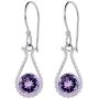 Orchid Jewelry Silver Overlay Solid Brass Dangle Earrings For Women Natural 2.25 Ct Round Purple Amethyst Gemstone Dangling Earring Hypoallergenic February Birthstone Christmas Birthday Gift For Ladies