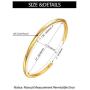 E Thin Open Cuff Bracelet, 18K Gold Plated Couples Oval Love Bracelets, Plain Polished & Inlaid AAA Cubic Zirconia Open Cuff Bangle Jewelry Gift for Women -Gold