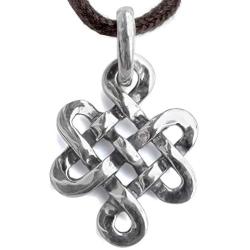 Tibetan Endless Knot Necklace 925 Sterling Silver Infinite Eternal Irish Celtic Knot Pendant Buddhist Amulet Namaste Jewelry for Women Handmade Jewelry for Women Mothers Day Gifts