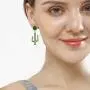 YUNXI Unique Women Cute Fun Earrings Enamel Cactus Earrings Sweet Fresh Exaggerated Green blue Plant Ladies drop Earrings for women girls potted earring