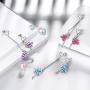 Aurora Tears Flamingo Necklace/Earrings Women 925 Sterling Silver Bird Butterfly Pendant/Dangle Birthstone Gift for Girls Birthday Dating Birth Jewelry