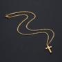 Joxevyia Cross Necklace for Boy 14K Gold Filled Stainless Steel Small Cross Pendant with Cuban Chain Necklace Simple Faith Jewelry for Men Women Girls 16-24 Inches