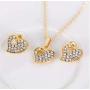 Cathercing Gold Necklace Earrings Bracelets Ring Set for Women Party Jewelry Heart Rhinestone Necklace Earrings Set Charm Elegant Accessories for Wedding Cosplay Ball Prom Gift