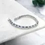 Gem Stone King Stunning Round White Cubic Zirconia and Simulated Blue Sapphire Tennis Bracelet