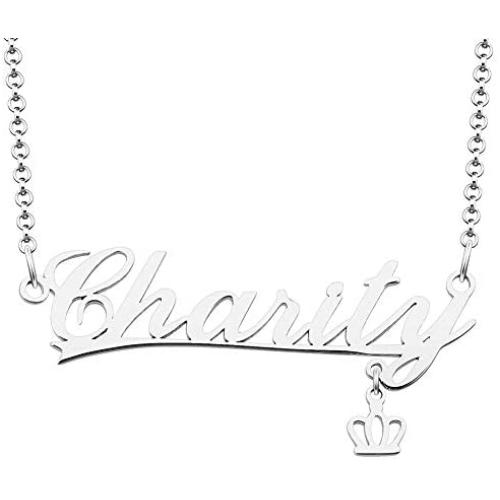 Jesse Ortega Personalized Name Necklace Honorable Royal Crown Semi-Customized Individuality Sterling Silver Nameplate Necklace Jewelry for Women Girls