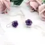 HSQYT Rose Flower Stud Earrings Silver Plated Simulated Coral Rose Crystal Earrings Lovely Simple Floral Charm Stud Earring Fashion Jewelry for Women Girl 20mm (Purple Rose Earring) HSQYT Rose Flower Stud Earrings Silver Plated Simulated Coral Rose Crystal Earrings Lovely Simple Floral Charm Stud Earring Fashion Jewelry for Women Girl 20mm (Purple Rose Earring)