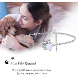 JIANGYUE Fashion Pet Paw Print Love Heart Opal Rings for Women and Girl Cubic Zirconia Dog Cat Claw Rings Jewelry Birthday Gift for Pet Lovers Size 5-10