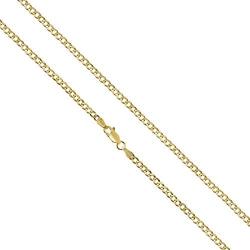 18K Solid Gold 2.5MM Curb Chain Necklace With Lobster Clasp, 16'' - 30''