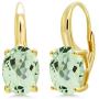 Gem Stone King 4.20 Ct Oval Green Prasiolite 18K Yellow Gold Plated Silver Earrings