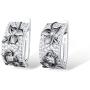 Santuzza Plated Black Maple Leaf Dangle Earrings 925 Sterling Silver Flower Leaves Earrings Cubic Zirconia Fashion Jewelry for Women