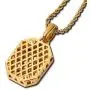 14K Gold Plate Iced Out Hip Hop Emerald Green Gem Jewelry Bling Bling Pendant Necklace for Men 30 Inches Chain Included