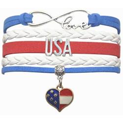 American USA Bracelet Jewelry - HCChanshi Infinity Love Cute USA American Flag Bracelet USA Gifts For Women, Girls, Men, Boys, American Flag Gifts, USA Flag Gifts