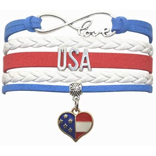 American USA Bracelet Jewelry - HCChanshi Infinity Love Cute USA American Flag Bracelet USA Gifts For Women, Girls, Men, Boys, American Flag Gifts, USA Flag Gifts