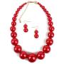 KOSMOS-LI Large Style Big Imitate Pearl Strand Choker Necklace with Earrings Set