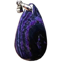 Natural Royal Purple Sugilite Necklace Pendant For Women Men Crystal 33x19x9mm Beads Water Drop South Africa Anticancer Stone AAAAA