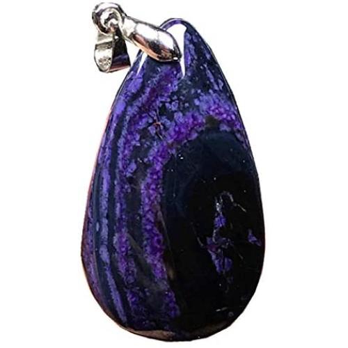 Natural Royal Purple Sugilite Necklace Pendant For Women Men Crystal 33x19x9mm Beads Water Drop South Africa Anticancer Stone AAAAA