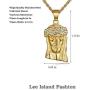 Lee Island Fashion 24K Gold Plated CZ Lord Jesus Pendant Stainless Steel Necklace, 24 Inch Chain Christian Jewelry