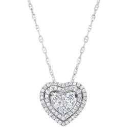 Olivia Paris White Gold 1/2 Ct. Diamond Heart Double Halo Pendant