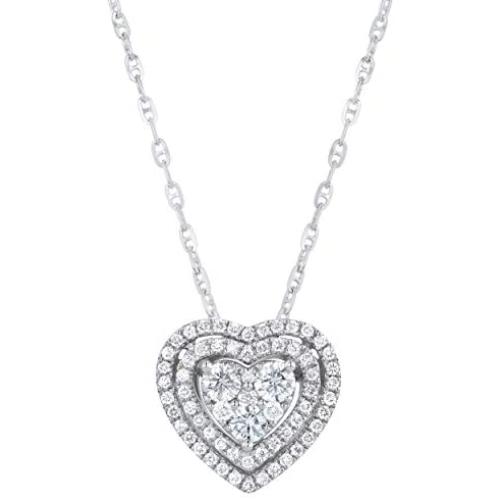 Olivia Paris White Gold 1/2 Ct. Diamond Heart Double Halo Pendant