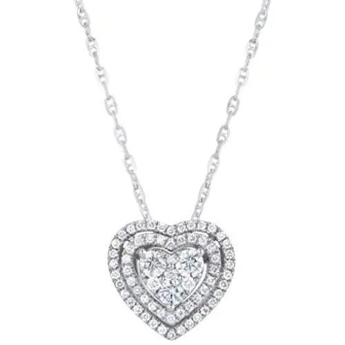 Olivia Paris White Gold 1/2 Ct. Diamond Heart Double Halo Pendant Olivia Paris White Gold 1/2 Ct. Diamond Heart Double Halo Pendant