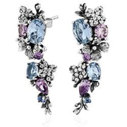 Anthia Jewelry Womens Sterling Silver Multi Gems Filigree Flower Dangle Earrings
