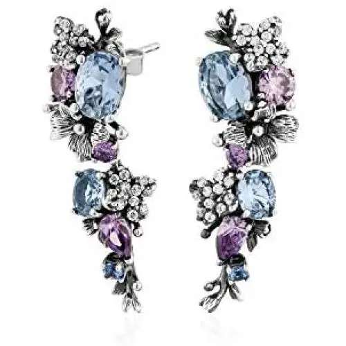 Anthia Jewelry Womens Sterling Silver Multi Gems Filigree Flower Dangle Earrings Anthia Jewelry Womens Sterling Silver Multi Gems Filigree Flower Dangle Earrings