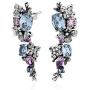 Anthia Jewelry Womens Sterling Silver Multi Gems Filigree Flower Dangle Earrings