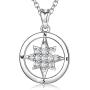 CELESTIA Sterling Silver Compass Necklace for Women Friendship Pendant Circle Necklace Graduation Christmas Gifts for Women Girls - 18 Chain