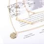 Fstrend Fashion Layered Gold Necklace Coin Symbol Chain Triangle Pendant Multilayered Short Necklaces Jewelry for Women and Girls