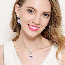 EVER FAITH Glamorous Teardrop Cubic Zirconia Bridal Necklace Earrings Set for Brides & Bridesmaids