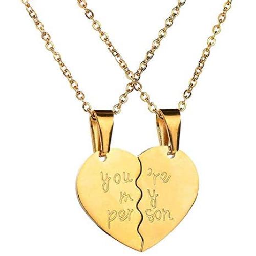 MJartoria Couples Necklaces for 2-Her King His Queen Engraved Split Heart Love Pendant Necklaces Gifts for Birthday Valentines Day