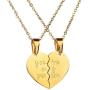 MJartoria Couples Necklaces for 2-Her King His Queen Engraved Split Heart Love Pendant Necklaces Gifts for Birthday Valentines Day