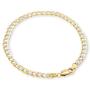 Nuragold 10k Yellow Gold 4.5mm Cuban Chain Curb Link Diamond Cut Pave Two Tone Bracelet, Mens Womens Lobster Lock 7'' 7.5'' 8'' 8.5'' 9''