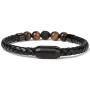 Ckysee 7 Chakra Lava Rock Bracelet Healing Balancing Genuine Leather Bracelets with Magnetic Clasp Tiger Eye Agate Howlite for Men