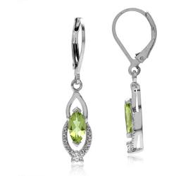 Silvershake 1.08ct. Natural Marquise Peridot and White Topaz 925 Sterling Silver Leverback Dangle Earrings Jewelry for Women